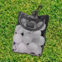 Golf Ball Bag with Hook Lightweight Can Hold 18 Golf Balls Golf Ball Storage Bag Black Mesh Bag for Gym Golf Tees Tennis Balls
