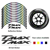 Reflective Motorcycle Wheel Sticker 3D Gel Tmax Decals Wheel Rim Scooter Hub Strips Logo For YAMAHA TMAX T-MAX 500/530/560 TMAX5