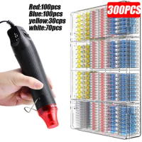 300W Electrical Mini Heat Gun Handheld Hot Air Gun with 300/100PCS Heat Shrink Butt for DIY Craft Embossing Shrink Wrapping PVC