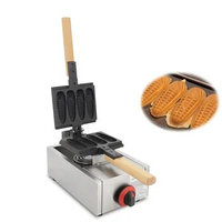 Commercial Gas Crispy Corn Hot Dog Waffle Maker Machine Non-Stick 4 Pieces French Muffin Sausage Waffle Making