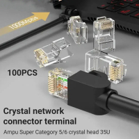 100pcs CAT5 CAT5e Crystal Network Connector Terminal AMP NETCONNECT TYCO CCTV Router Switch PoE