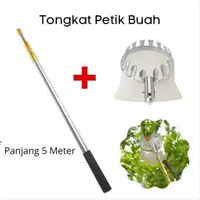 Tongkat Teleskopik 3M 5M Alat Pemetik Buah Pohon Tinggi Galah Pemetik Premium Stainlees Anti Karat T