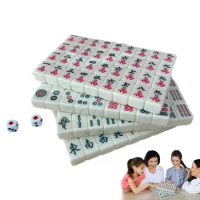Mini Mahjong Game Lightweight Mahjong Sets Clear Engraving 144pcs/Kit Tile Game Travel Accessories For Trips Dormitories Homes