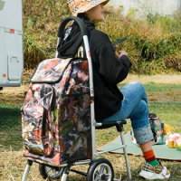 Chair Shopping and Shopping Luggage Trolley Waterproof and Foldable Trolley Portable Trailer for the Elderly