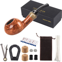 New 1 Smoking set Wood Smoking Pipe,Briar Tobacco Pipe with Pipe Accessories (wooden) Men's Gadget Gift box