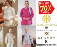 Blouse Muslimah Sale Branded Wearing Klamby Buttonscarves Benang Jarum | Atasan Wanita Premium Murah