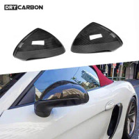 Dry Carbon Fiber Door Side Rearview Mirror Cap Trim Shell Covers Sticker For Porsche Cayman Boxster 981 991 Standard 2013-2016