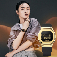 CASIO 卡西歐 G-SHOCK x ITZY 彩領配戴款 極簡奢華 金屬色電子錶 送禮推薦-黑X金 GM-S5600GB-1
