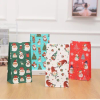 50Pcs/Lot Christmas Paper Bags Small Boutique Gift Bag Party Favor Candy Jewelry Packaging Bags Without Handle Wholesale