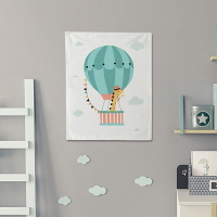 熱氣球-長頸鹿-北歐小掛布 ( 背景布 ins拍攝布景 掛畫 掛毯掛布 牆面裝飾背景布 拍攝牆 牆壁裝飾  裝飾佈置掛布  極簡 小清新)