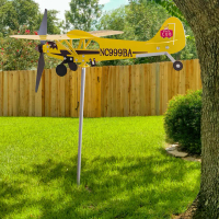 3D Plane Wind Direction Indicator Creative Chic Metal Airplane Garden Weather Vane Plug Decor Anti-c
