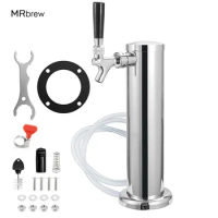 Single Tap Draft Beer Tower,Chrome Beer Dispenser Tower With Spring Beer Faucet For Home Brewing,Hose,Wrench Best For Install