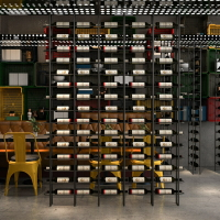 落地紅酒架工業風酒吧葡萄酒裝飾展示架鐵藝酒櫃靠墻卡座隔斷屏風