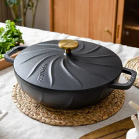 26cm Stew Pot Cast Iron Soup Pot Clay Pot Enamel Pot Multifunctional Household Low Pressure Cooking Pots