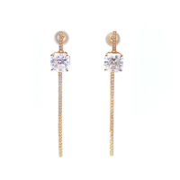 Tianyu Gems 6mm Asscher Cut Moissanite Drop Earrings Women 10k 14k 18k Yellow Gold DEF Diamonds Dangling Earring Wedding Jewelry