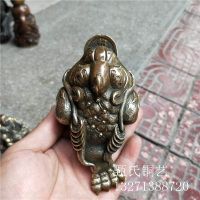 金蟾純黃銅銅器精品家具客廳辦公室汽車內飾擺件茶寵小手把件