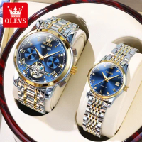 Couple Watch OLEVS 6607+6602 Automatic Mechancial Watch for Men Women Original Lover Watch Set Gift Couple Wristwatch Business