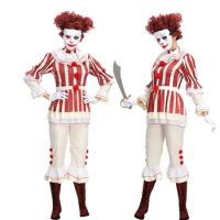 Circus Clown Costume Cosplay Horror Joker Clothing Bloody Killer Circus Jester Costume Cosplay
