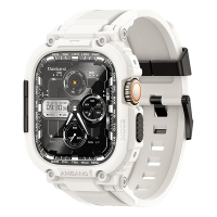 AmBand Apple Watch 專用保護殼 ❘ M1白色TPU殼帶黑鋼釦 ❘ 49mm - Apple Watch ultra