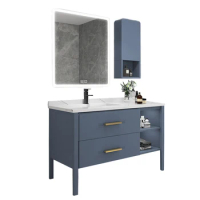 Light Luxury Solid Wood Bathroom Cabinet Combination Mirror Bathroom Stone Plate Table Top Washstand Hand Washing Washbasin