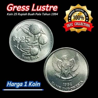 KBP0094 Koleksi Uang Kuno Koin 25 Rupiah (Buah-Pala) Thn 1994 Gress Lustre Original