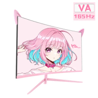 27inch 165Hz Curved Pink Monitor Cover 1K 2K 1800R VA Screen 1ms AMD FreeSync 144Hz Computer Gaming Monitors DP Gift For Girls