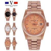【Valentino Coupeau】玫瑰金細針不鏽鋼殼帶男女手錶-e(范倫鐵諾 古柏  VCC)