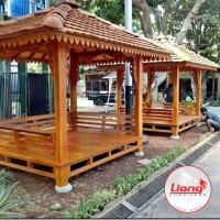 Gazebo Jati Semi Ukir Natural 2x2 2x2.5 3x3 4x4 Size Kayu Berkualitas Modern Interior Custom