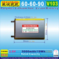 [V103] 3.8V 5000mAh 19Wh 606090 Polymer Lithium Ion / Li-Ion Battery for Tablet PC,Power Bank,Speaker,MP3