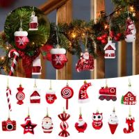 Christmas Crutches Candy Lollipops Elderly Boots Gloves Hats Train Shaped Combinations Christmas Tree Decoration Pendants