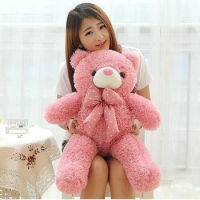 lovely teddy bear doll candy colours pink teddy bear with spots bow plush toy birthday gift about 80cm