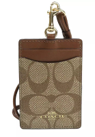 Coach Coach Id Lanyard In Signature Canvas in Khaki/ Saddle 2 63274