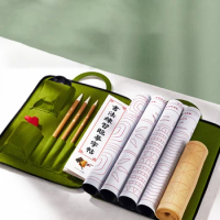 Chinese Calligraphy Writing Brush Bag Felt Rice Paper Storage Bag Multi Pocket Calligraphy Supplies School Pencil Cases Children