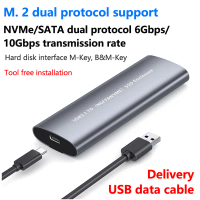เคส M.2 NVMe NGFF แบบคู่ รองรับโปรโตคอลทั้งสอง ชนิด SSD/HDD อัตราเร็ว 10 Gbps รองรับ USB Type‑C เคสฮ