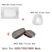 Accessory 6001 Cartridge Box 5N11 Cotton Filters Set For 3m 6200/7502/6800 Dust Gas Masks Chemical Painting Spraying Respirator