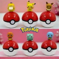 Pokemon Pikachu Bulbasaur Charmander Squirtle Psyduck Eevee On Pokeball Mini Figure Decoration
