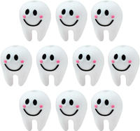 10Pcs 3D Tooth Silicone Beads Tooth Characters Focal Beads Tooth Shaped Beads Charms Rubber Tooth Be