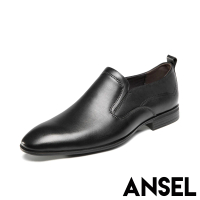 【ANSEL】真皮皮鞋 紳士鞋/全真皮頭層牛皮復古版型時尚紳士皮鞋-男鞋(黑)