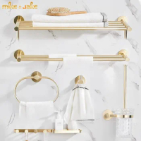 Cooper brass Gold brush Bathroom accessory Set Gold brass Hook Towel Rail Rack Bar Shelf Paper Holder Toothbrush Holder