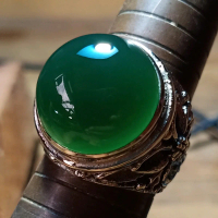 Cincin Batu Ijo Garut Botol Natural ANTI DYED model Bulat Cabochon Rapih Siap Pakai