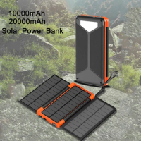 Foldable Solar Power Bank 20000mAh with LED Light Wireless Charging Powerbank for iPhone 14 13 X Samsung Huawei Xiaomi Poverbank