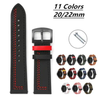 20 22mm Leather strap For Samsung galaxy watch 3 41mm 45mm Active2 Gear S3 Strap Bracelet For Huawei Watch 3/GT 2 Pro Watchband
