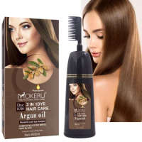 MOKERU Natural Easy Using Long Lasting Dark Brown Hair Dye Comb Permanent Hair Dye Shampoo For Women Home Dyeing
