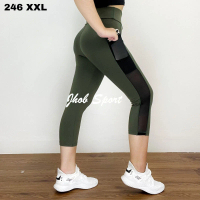 Celana Legging Pendek Jumbo Kombinasi Bahan Tile/Legging Olahraga Wanita/Celana Olahraga Jumbo/Celan