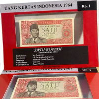 Koleksi KUNO 1 Rupiah 1964 Eksklusif Elegan dengan Folder Detail Spesifikasi Depan Belakang
