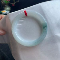 緬甸手鐲牛奶底飄藍花翡翠手鐲玉質細膩飄花靈動高貴優雅大氣漂亮