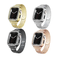 strap for AppleWatch 1-8 40 44 41 45mm generation watches with metal integrated double row full diamond chain watch band