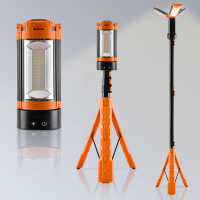 LED Work Light with Tripod Stand Folding Holder Support Lamp Hanging Hook 4 Modes IP65 Waterproof Po