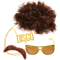 Prom Disco Party Glasses Set Child Men's Outfits Cosplay Silk 70s Costume