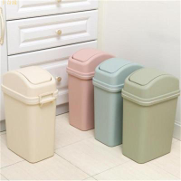 日式簡約INS靜音搖蓋垃圾桶家用大號臥室北歐客廳廚房辦公室廁所衛生間窄縫垃圾桶